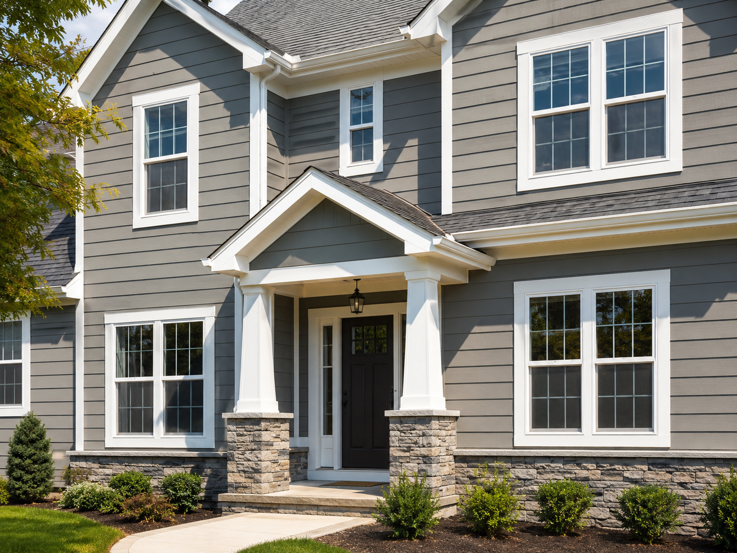 Front elevation with finished roofing