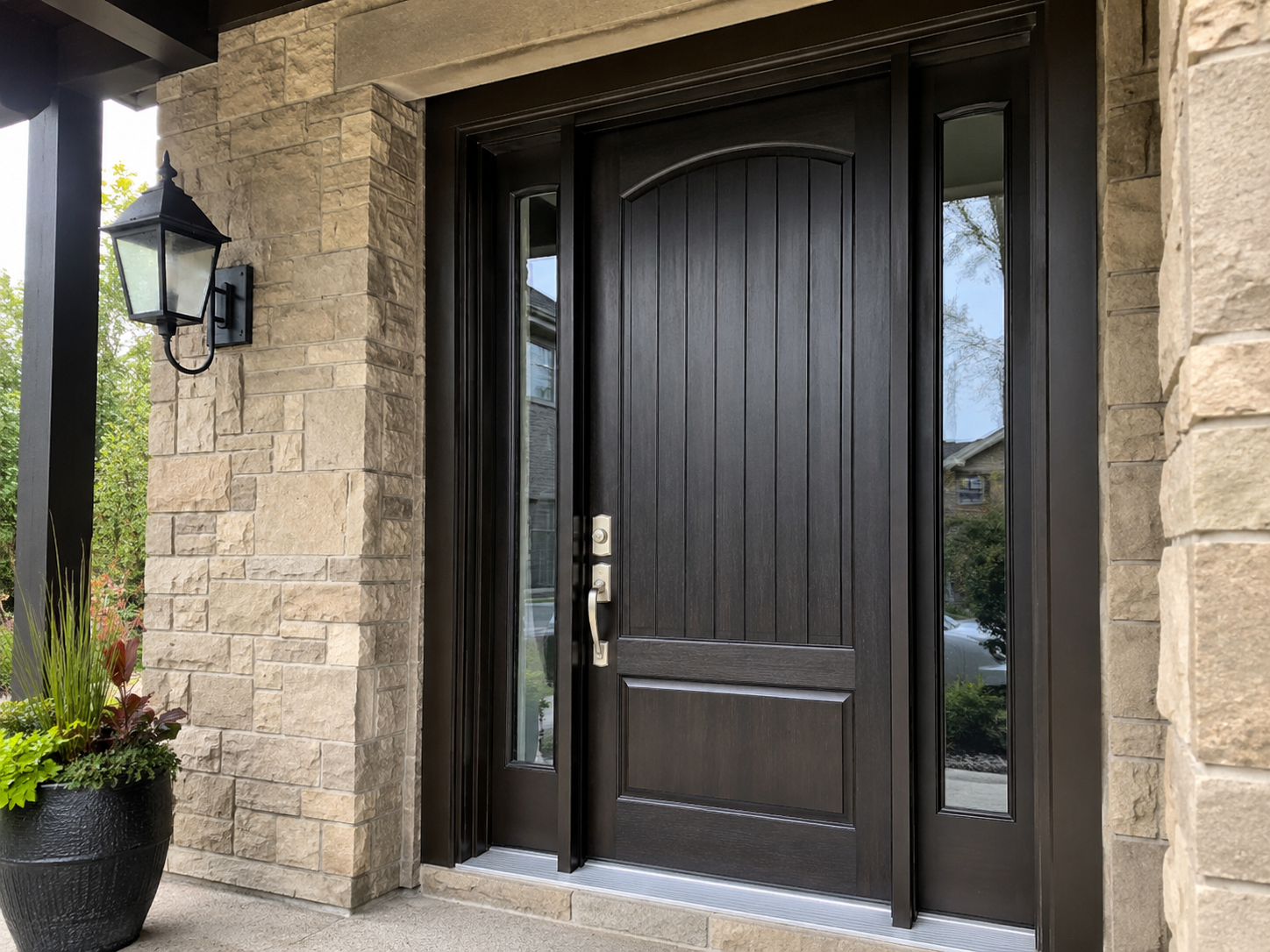 Finished residential entry door