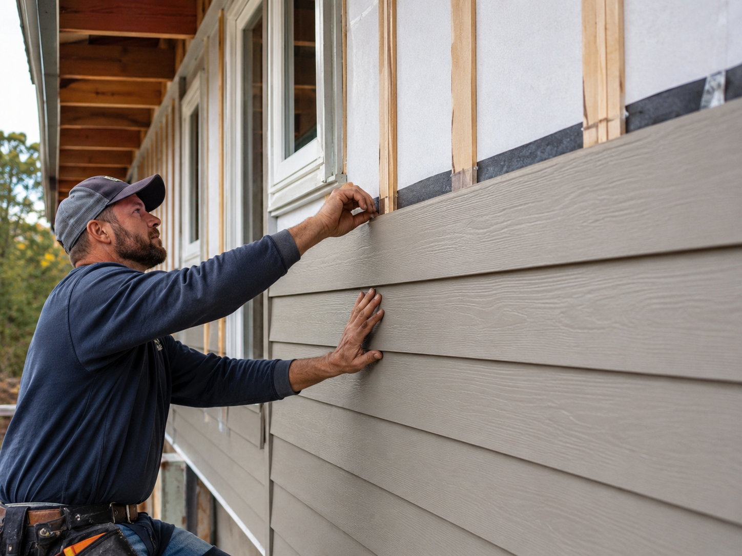 Siding installation on a residential exterior