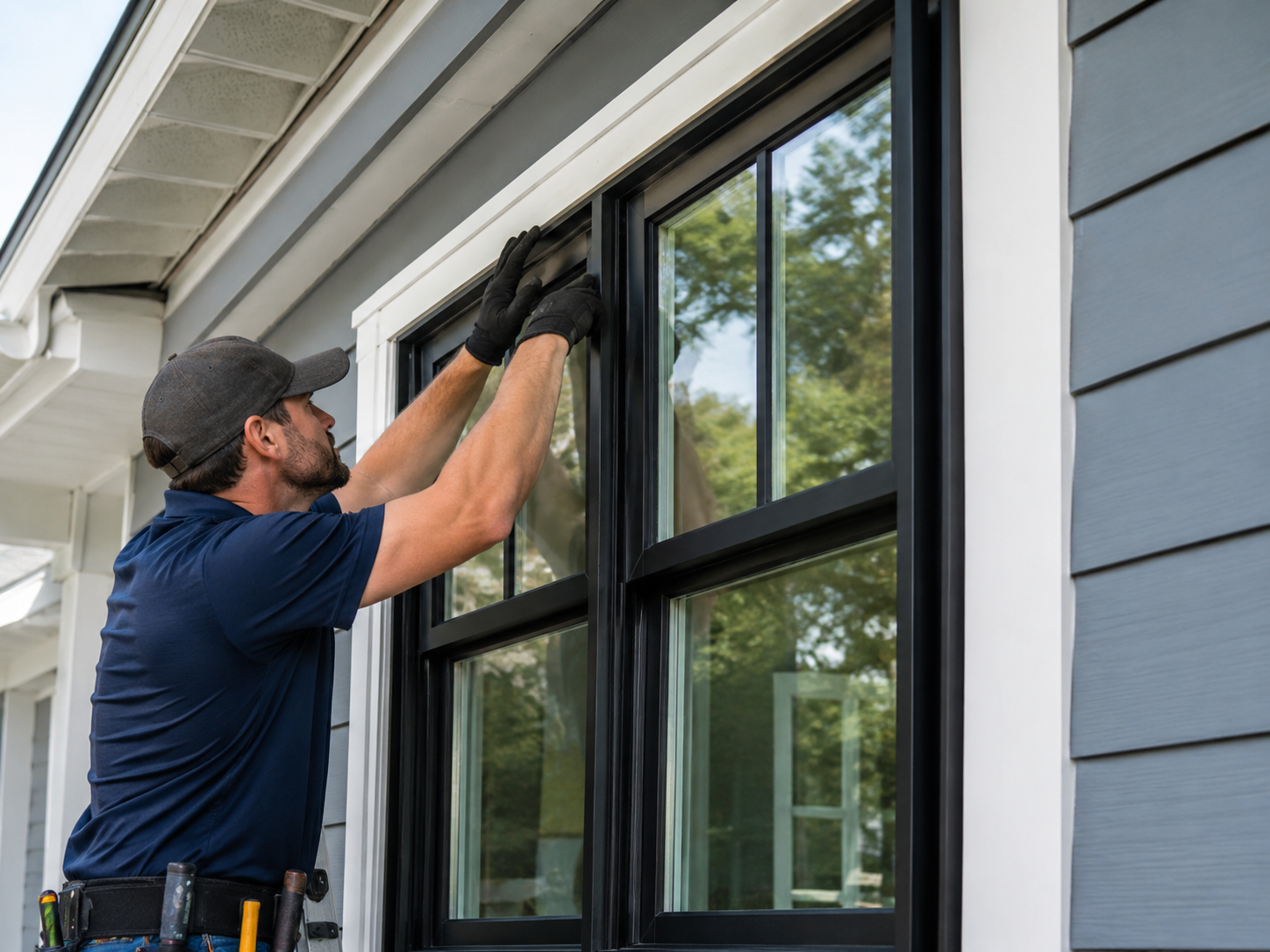 Window installation with exterior trim